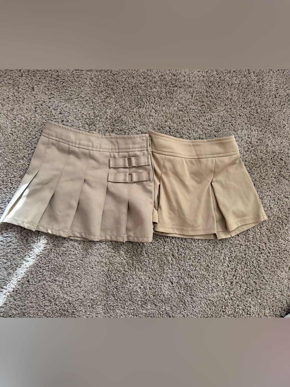 2 French Toast Pleated Girls Skort Set in Tan